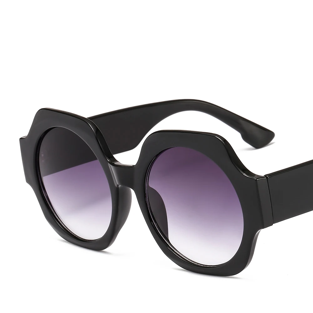 В стиле ретро женские крупные солнцезащитные очки Брендовая Дизайнерская обувь глаз, солнцезащитные очки, модные круглые линзы градиент Для мужчин Солнцезащитные очки женские оттенки UV400 - Цвет линз: C1 black grey