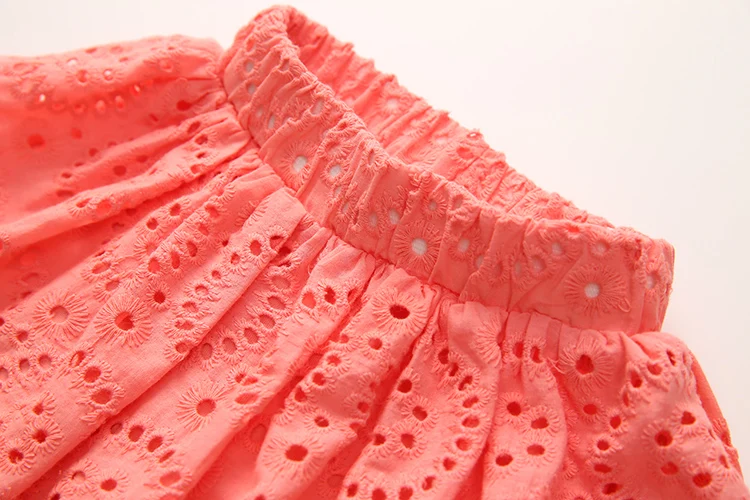 2018 Summer 2-10 Years Kids Girl Birthday Party Elegant Princess Embroidery Floral T Shirt+Hollow Out Skirt 2 Piece Dress Sets (18)