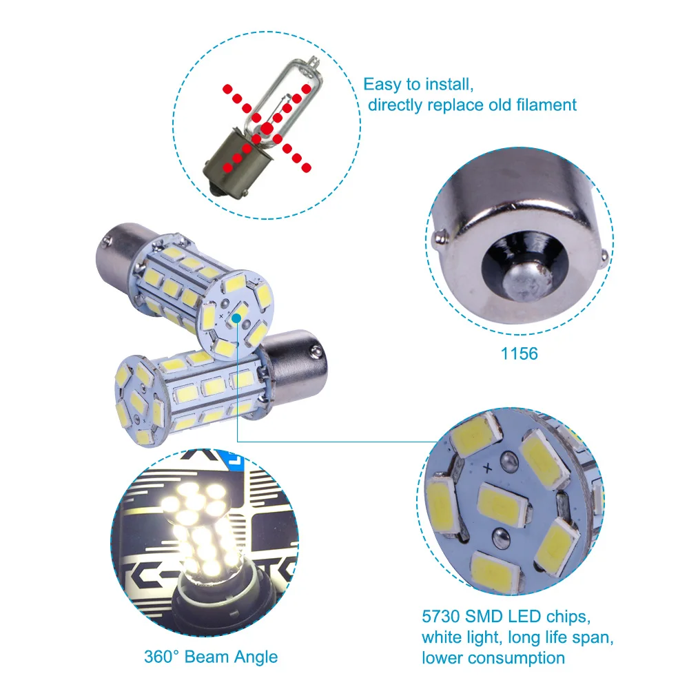 TC X 2 шт. P21W 1156 27 светодиодов 5730 SMD 12 В BA15S высокое Мощность автомобиль хвост лампы