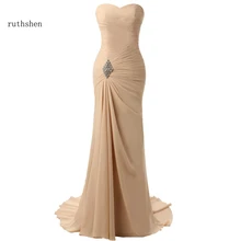 Ruthshen, очаровательные вечерние платья цвета шампанского, Русалка, плиссированное шифоновое Элегантное длинное вечернее платье, платье для выпускного вечера, Vestidos De Festa