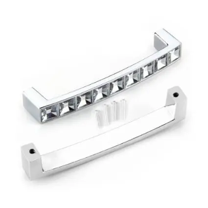 

2 Clear Crystal Glass Zinc Alloy Cabinet Drawer Door Pull Handles 96mm