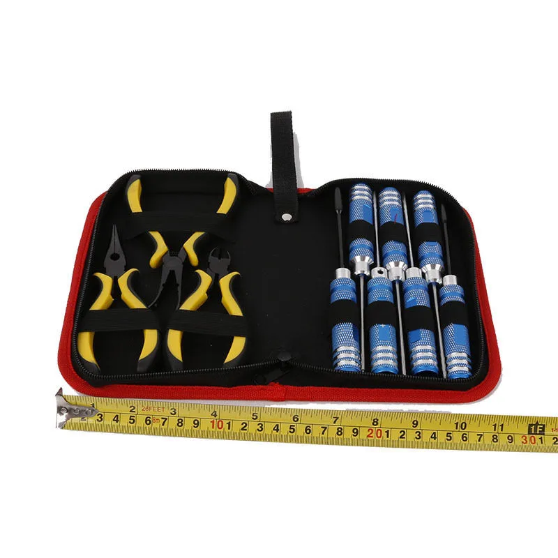 Tool set 10in 1 RC Tools Kits Box Set Screwdriver Pliers Hex Repair for Helicopter Multirotors (9)