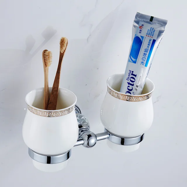 Luxury Crystal Silver Bathroom Accessories Set Chrome Polished Brass Bath Hardware Set Wall