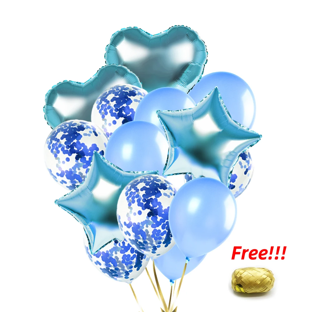 

14pcs Baby Shower Decoration Confetti Latex Balloons Foil Heart Pentagram Balloon Set Wedding Ceremony Party Supplies JL0066