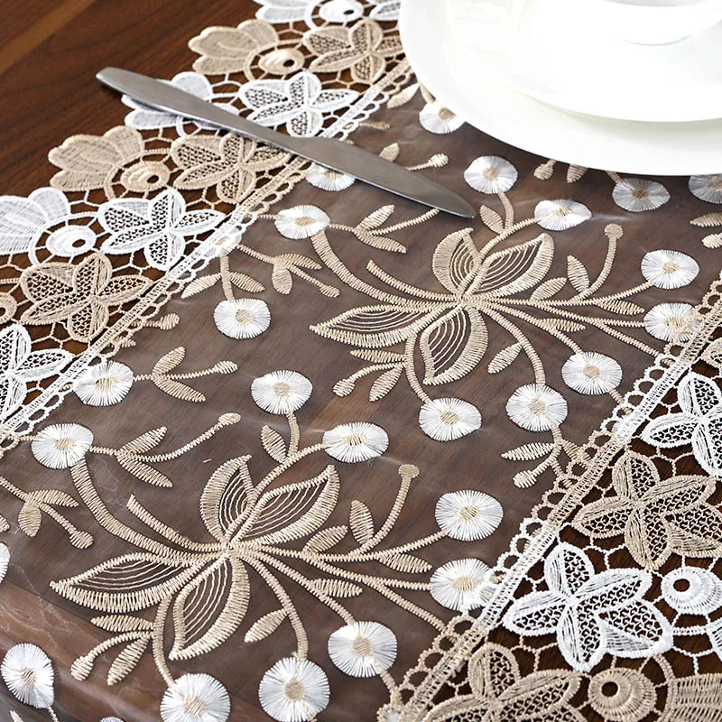 Embroidered Lace Table Runner TV Bench Stand End Table Cover Decoration 40cm x 70 90 120 150 180 220 250 280 310cm White Embroidered Lace Table Runner TV Bench Stand End Table Cover Decoration 40cm x 70 90 120 150 180 220 250 280 310cm White