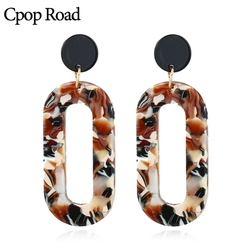 

Cpop Trendy Colorful Acrylic Earrings for Women Blue Long Strip Elegant Acetate Resin Earrings Fashion Stainless Steel Jewelry