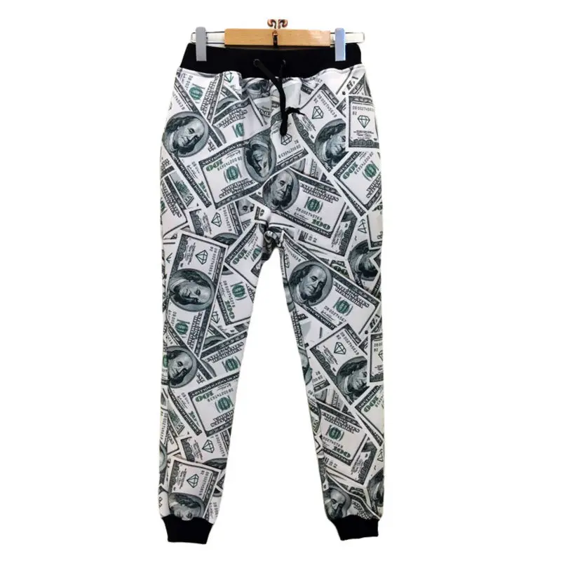 

Men Jogger Pants Casual New Fashion Dollars 3D Printed Paper Money Unisex Long Length Trousers Plus Size Comfortable Sweatpants