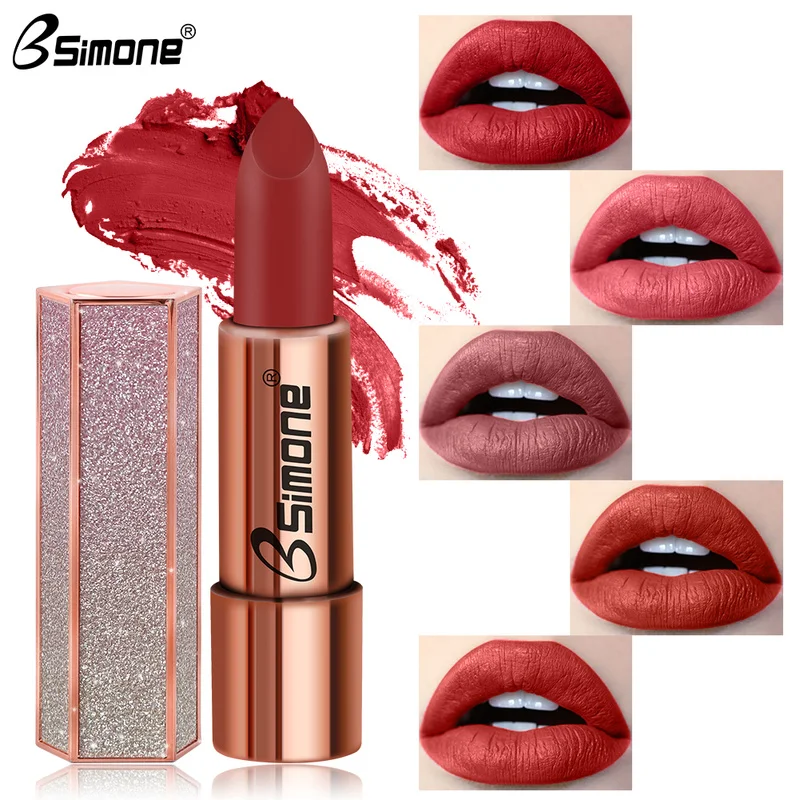 

Fashion Sequin Packaging Matte Lipstick Makeup Tint Long Lasting Waterproof Sexy Red Velvet Lip Gloss Nude Lip Maquiagem TSLM1