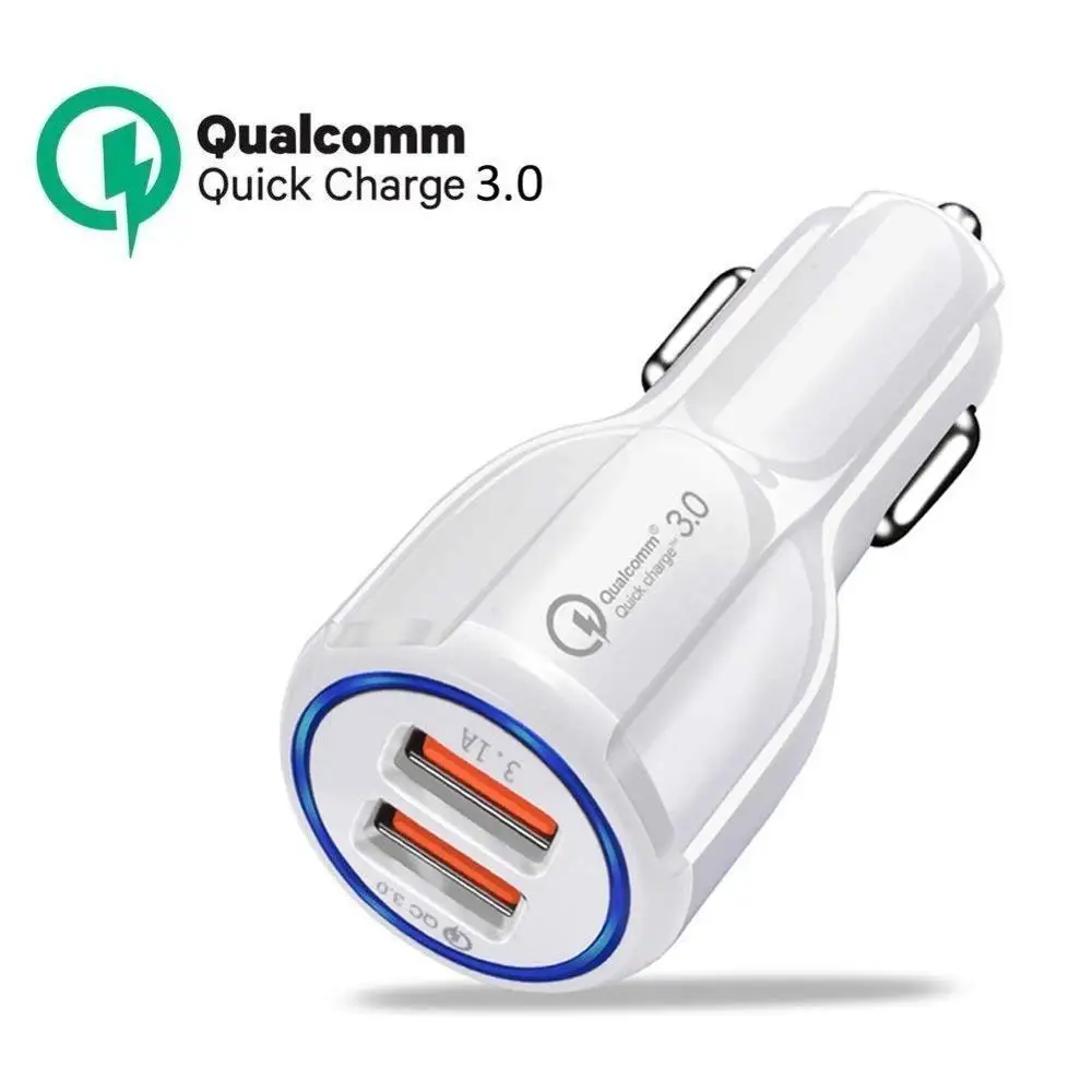 QC Quick Charge 3,0 двойной автомобильный адаптер зарядного устройства Автомобильное зарядное устройство для мобильного телефона для Xiaomi samsung iPhone XS MAX XR XS быстрое зарядное устройство для телефона - Тип штекера: Only White Charger