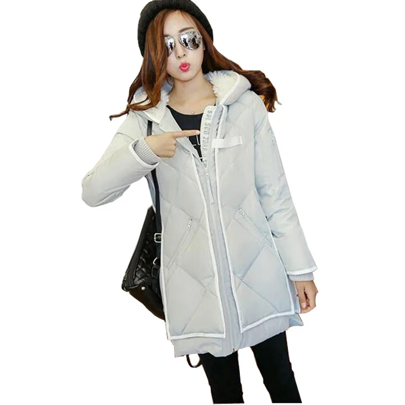 2016 European Winter New Large Size Women Long Cotton Padded Jacket Fashion Thick Coat Patchwork Loose Casual Warm Parkas JA008