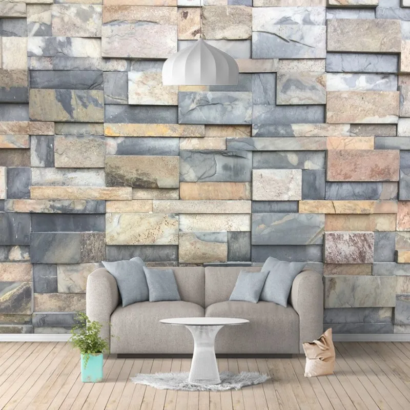 

Dropshipping Fatman Stone Wallpaper Brick Block Custom Mural Wallpaper Vintage Wallpaper Living Room Foto Wallpapers Tapeta