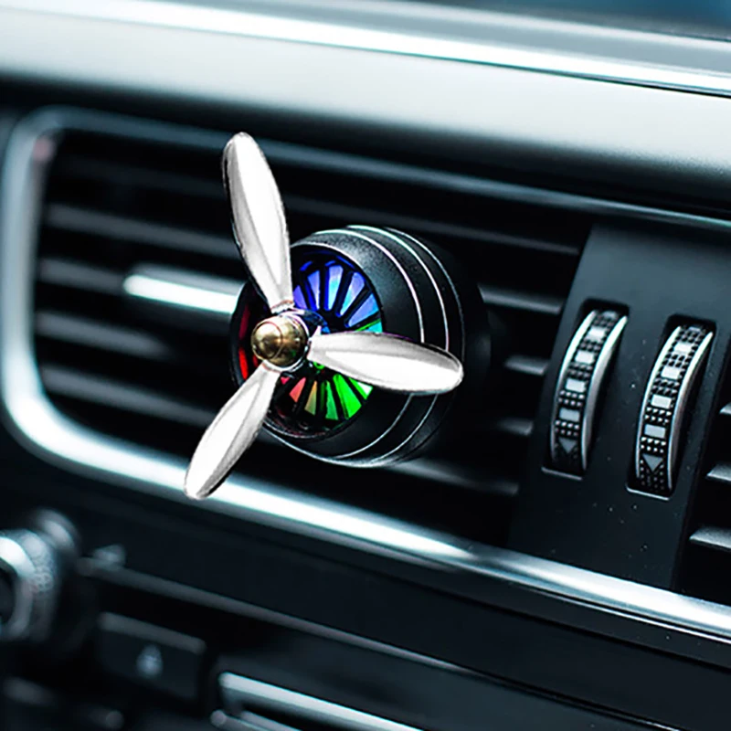 

Car Perfume Diffuser Air Freshener LED Light Air Force 3 Vent Outlet Clip Automobiles Decor Propeller Fragrance Smell Ornament