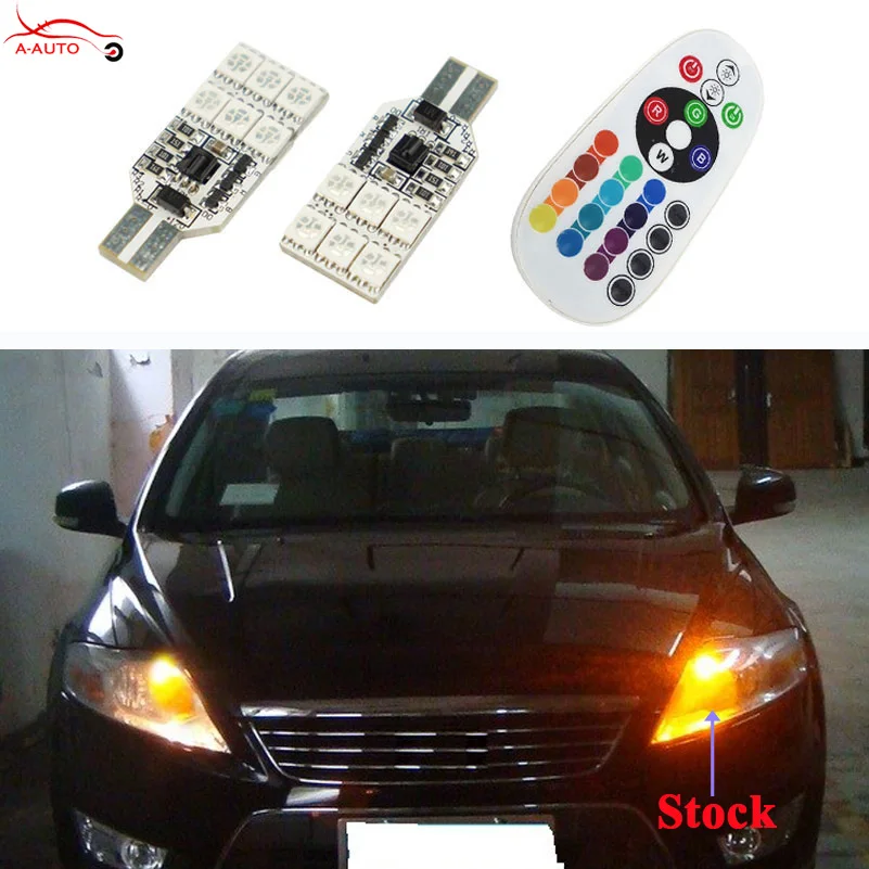 2 x T10 W5W LED Front Parking Marker Light 194 RGB Bulb For VW touareg