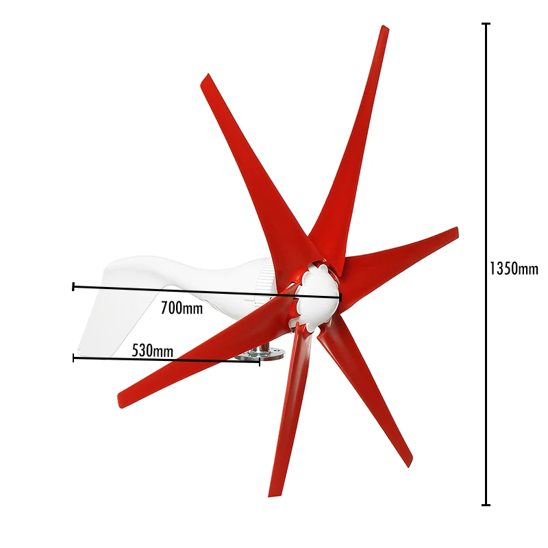 Эффективный 3000 Вт 12/24V 6 красные, черные лезвия вариант ветряной генератор с контроллером ветра подарок подходит для домашнего освещения или кемпинга