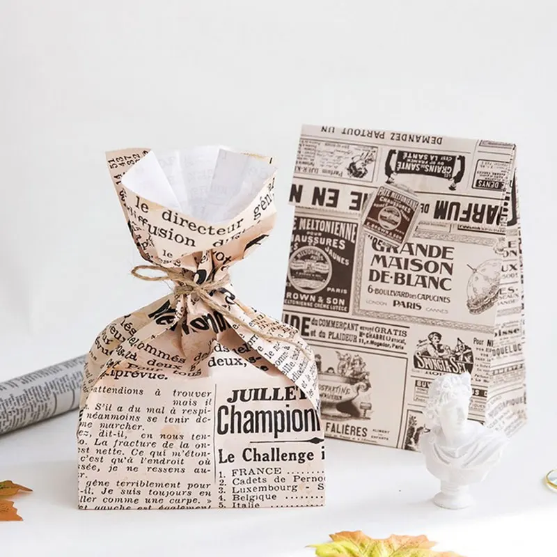 3 pcs/set 23*13cm Vintage English newspaper Paper bag Best Gift 