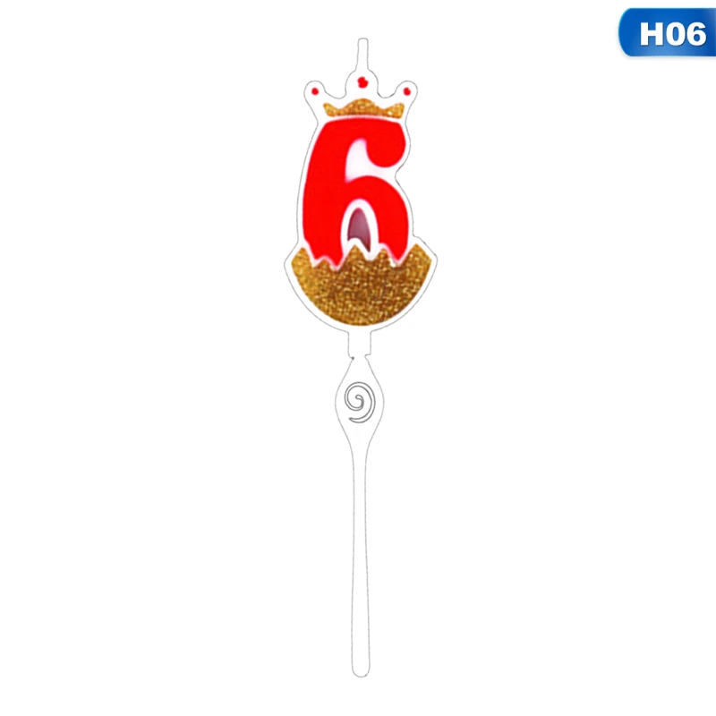 Свечи на день рождения с цифрами 1, 2, 3, 4, 5, 6, 7, 8, 9, 0, золотые, красные свечи на день рождения для торта, вечерние украшения для торта - Цвет: Number 6