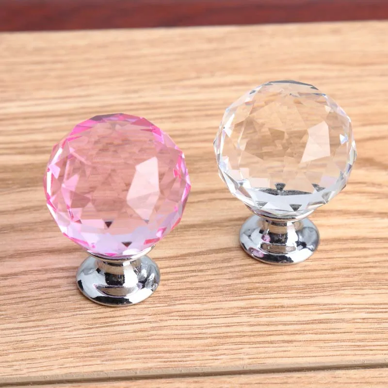 Modern Fashion Deluxe Pink Crystal Drawer Win Cabinet Knob Pull