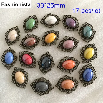 

17 pcs Oval Pearl Buttons,Antique Bronze Filigree Base Setting With Oval Pearl,33*25mm Pearl Faceplate,DIY Jewelry Supplies