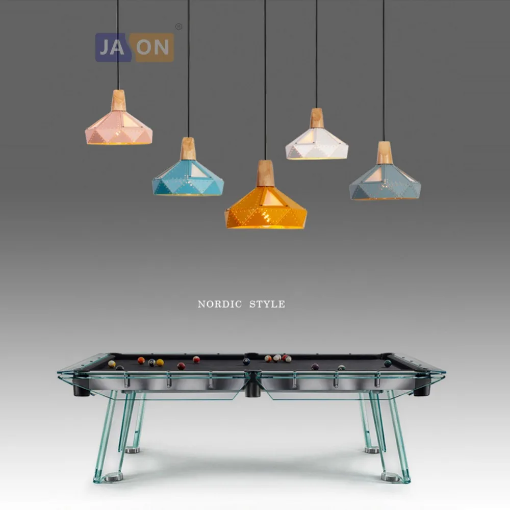 

led e27 Postmodern Iron Wood Colorized Chandelier Lighting Lamparas De Techo Suspension Luminaire Lampen For Dinning Room