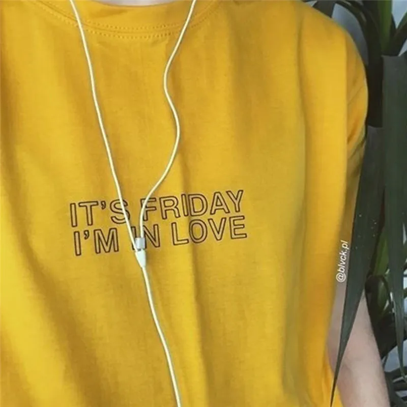 Футболки с надписью It's Friday I'm In Love эстетическая одежда женские футболки
