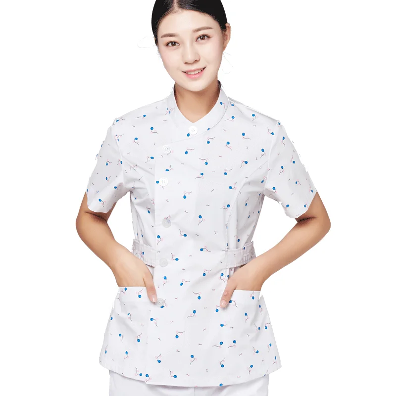 

[TOP] Women's Side Opening Balloon Printing Scrubs TOP Short Sleeve Medical Uniforms