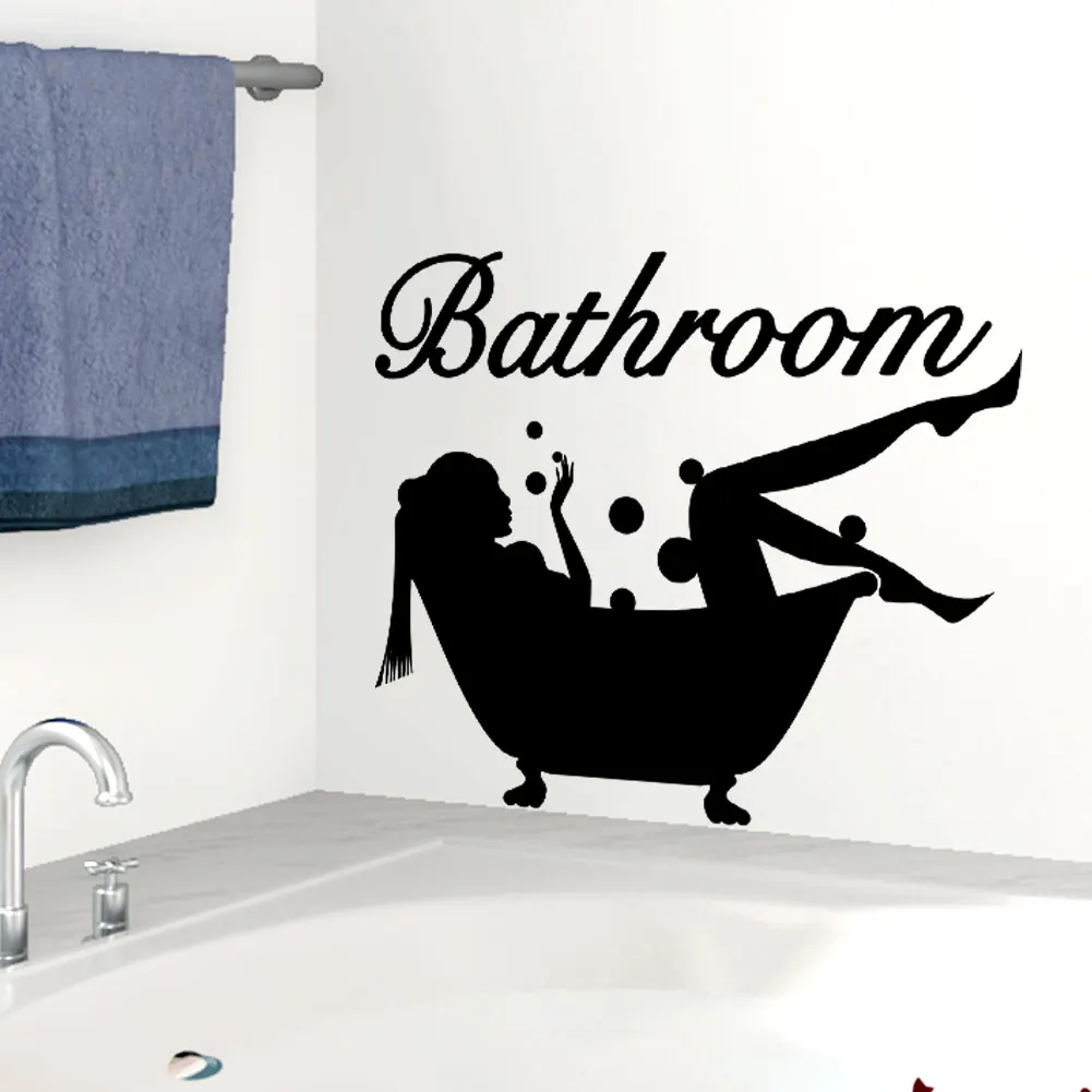 

Bathroom Wall Sticker Letter Removable Art Vinyl Mural Home Room Toilet Door Vinyl Decal Transfer Vintage Decoration Quote Art