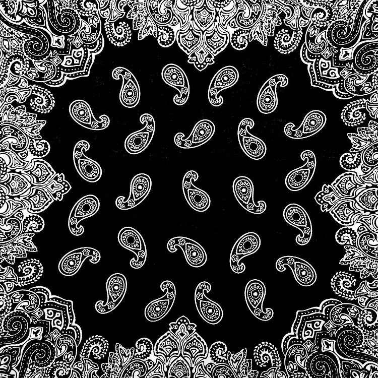 head scarves for men 100% Cotton Korean Fashion Black Paisley Printed Neckerchief Hip Hop Headwear/Hair Bandanas Foulard Square Scarf for Women/Men mens knit scarf