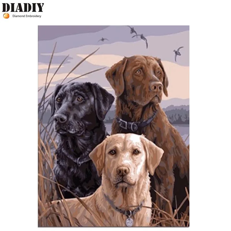 

DIADIY Cross Stitch Diamond Embroidery"Labrador Dog"Patterns Full Drill DIY 5D Diamond Painting Rhinestones Mosaic Decoration