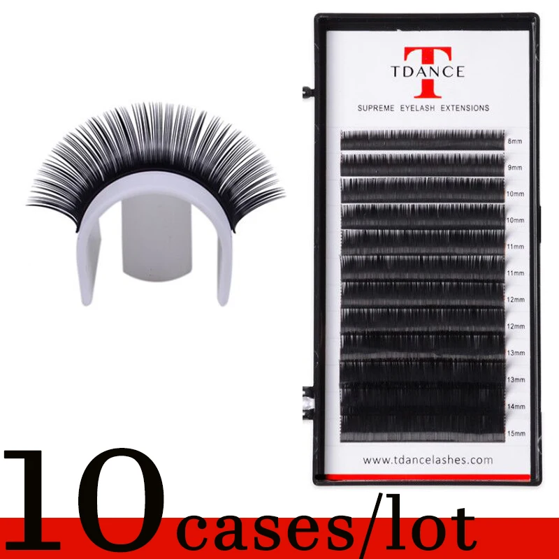 

TDANCE 10PCS/LOT Eyelash Extension Premium Individual Eyelash Extension Faux professionals soft Silk Lashes for makeup tool