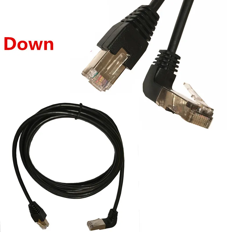 

Elbow Down Angled Cat5e 8P8C STP Cat5 Cat 5e RJ45 Lan Ethernet Network Patch Cord to Straight RJ45 Cable 90 Angled 50cm 1m 2m 5m