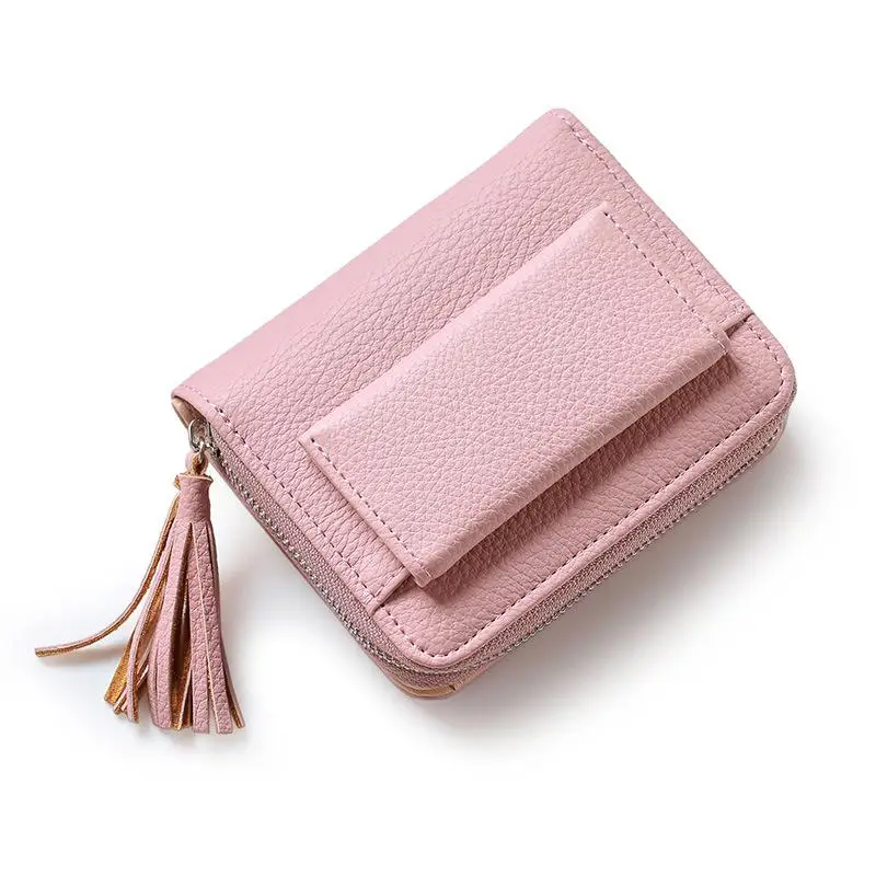 WEICHEN Brand Fashion Women Short Wallets Tassel And Zipper Coin Pocket Top Quality Female Purse