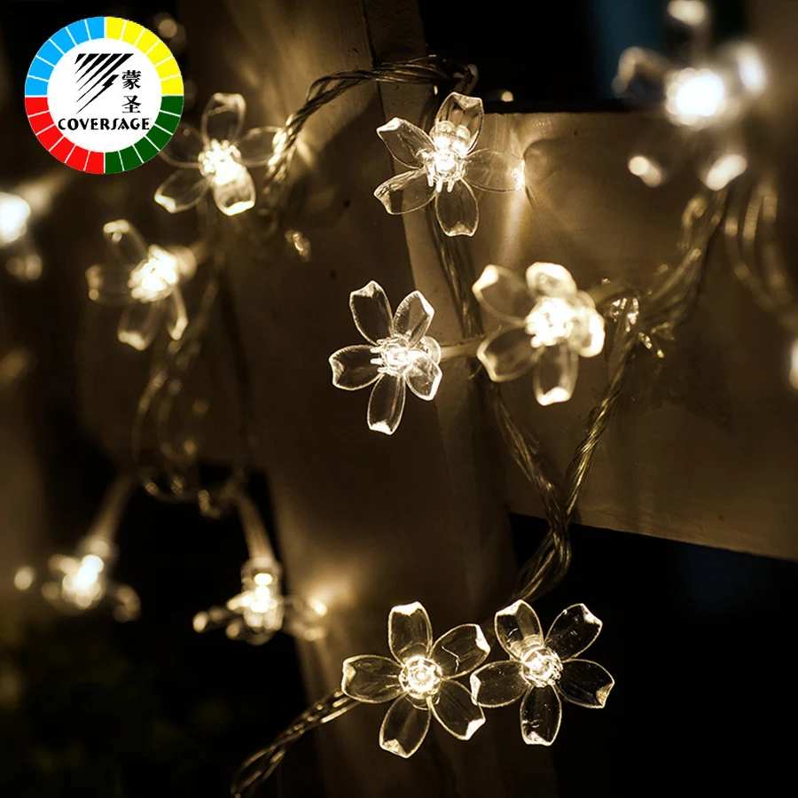 Coversage 10 м 100 светодиодов, Рождественская гирлянда, гирлянда, праздничное освещение, цветок, водонепроницаемые огни, для помещений, на открытом воздухе, свадебные украшения