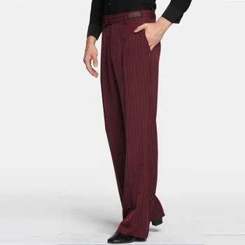

Sexy Latin Dance Pants Men's Red Ballroom Dancing Clothes Men Rumba Samba Profession Modern Square Chacha Trousers