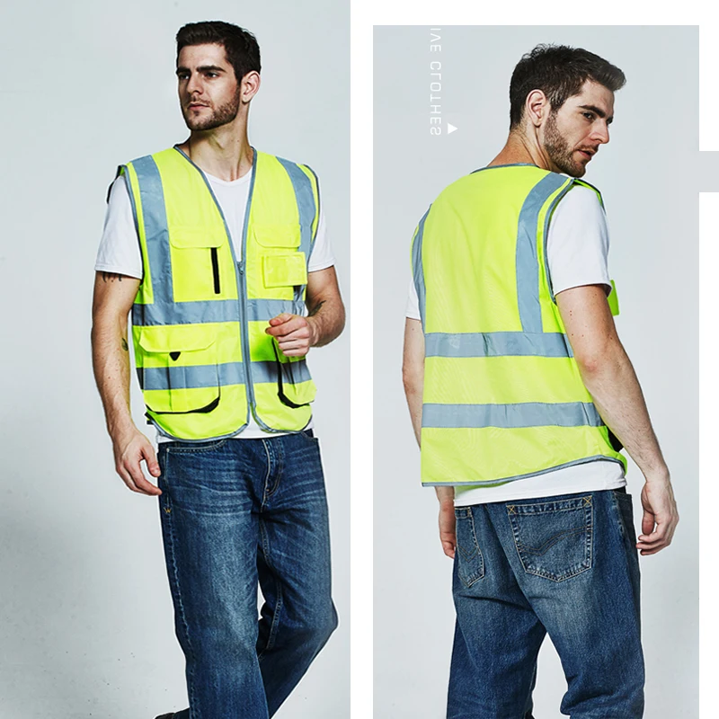 Sfvest hi vis жилет светоотражающий Детская безопасность жилет высокой видимости на молнии спереди Детская безопасность жилет с светоотражающие полосы спецодежды