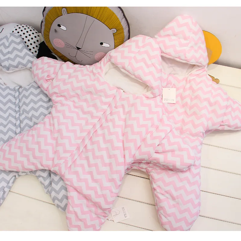 Милый спальный мешок с рисунком морской звезды для новорожденных; зимние коляски; Пеленальное Одеяло; постельные принадлежности; конверт для малышей; ER349