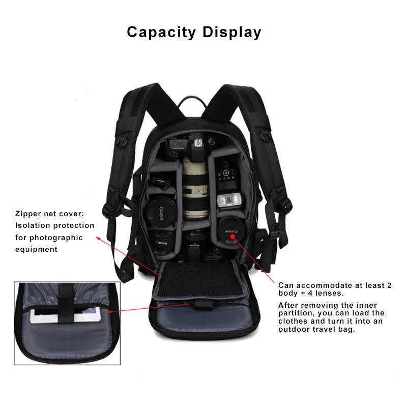 DULUDA водонепроницаемый рюкзак высокой емкости для камеры универсальная дорожная сумка со штативом для Canon Nikon sony DSLR сумка для фотосъемки