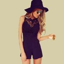 2016 New Summer womens Lace SUITS One-Piece PLAYSUITS Backless Sexy Top Skinny short
