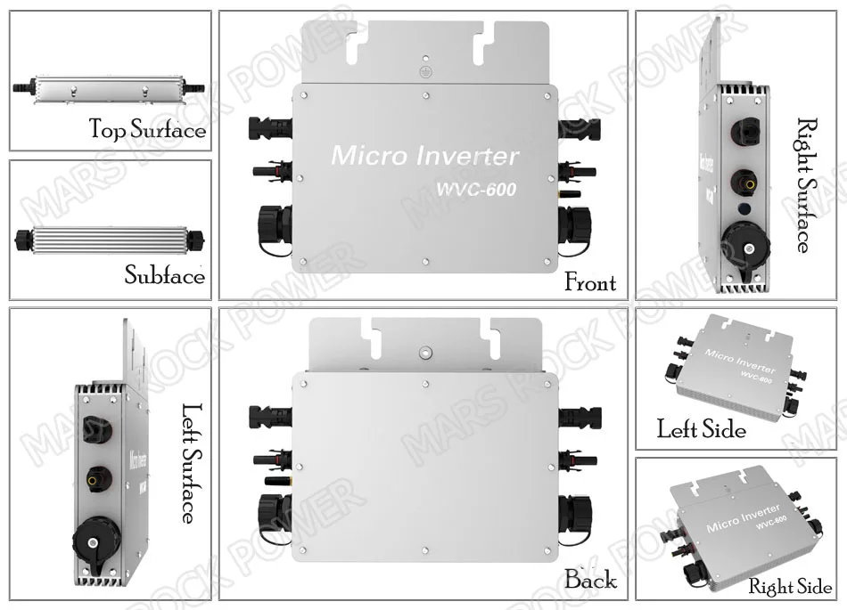 Водонепроницаемый сетчатый микро инвертор с функцией беспроводной связи 600 Вт
