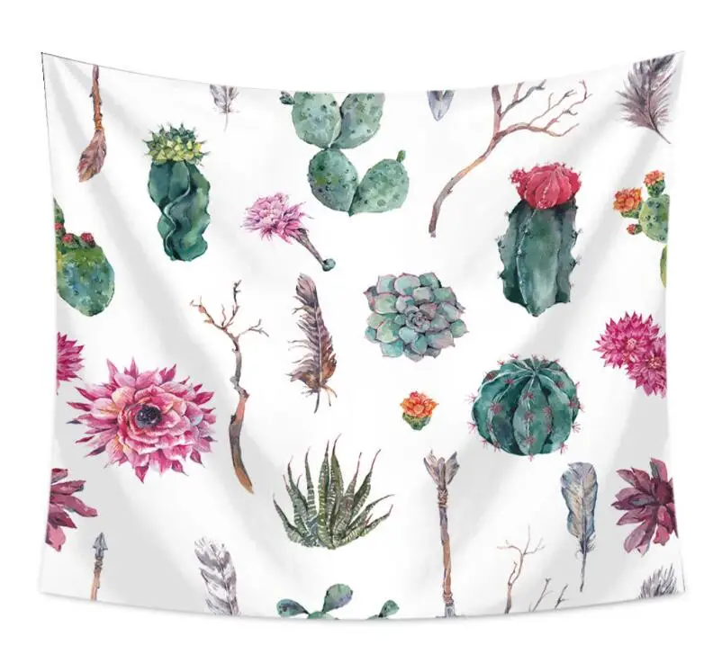 Cactus tapestry wall hanging home decor printing tablecloth bed sheet beach towel for party wedding decoration background - Цвет: 9