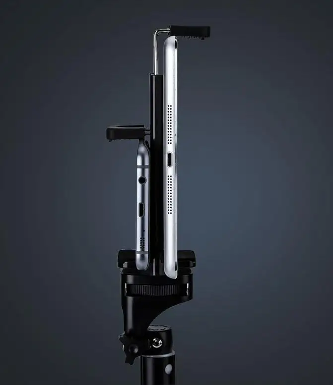 Mobile phone Selfie double Clip Bracket Holder Tripod Monopod Stand Mount Adapter for Ipad Pad phon