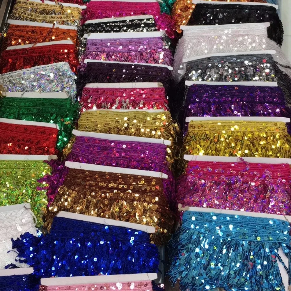 

10cm wide sequins fringe, 15yards/color/lot, 54 different colors for your choice