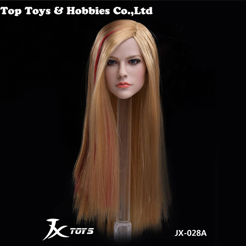 1/6 Female Head Girl Avril Blonde Hair Carved Model Toy F/Figure Doll 