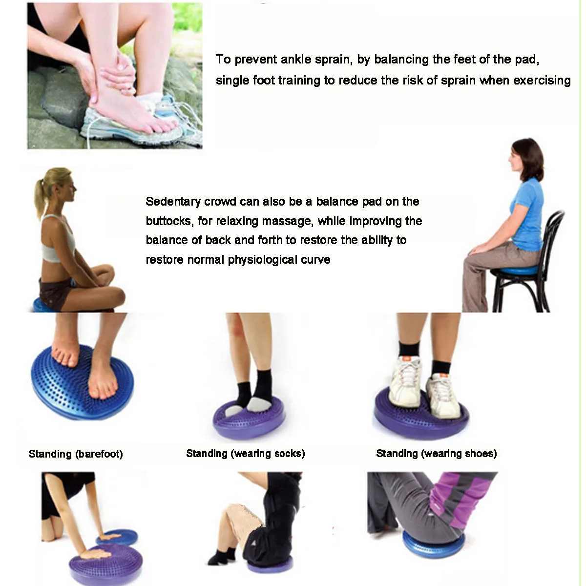 33x33cm Inflatable Yoga Massage Ball Massage Cushion Mat Durable Universal Sports Gym Fitness Yoga Wobble Stability Balance Disc