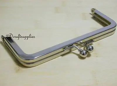 

metal purse frame glue on clasp clip silver 6 inch X 2 1/2 inch L8