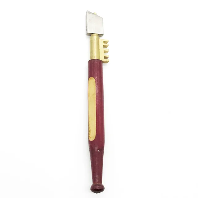 17.5mm Portable Glass Cutter Professional Diamond Tipped Glass Cutter Pencil Window Glass Craft Cutting Knife Wooden Handle Tool
