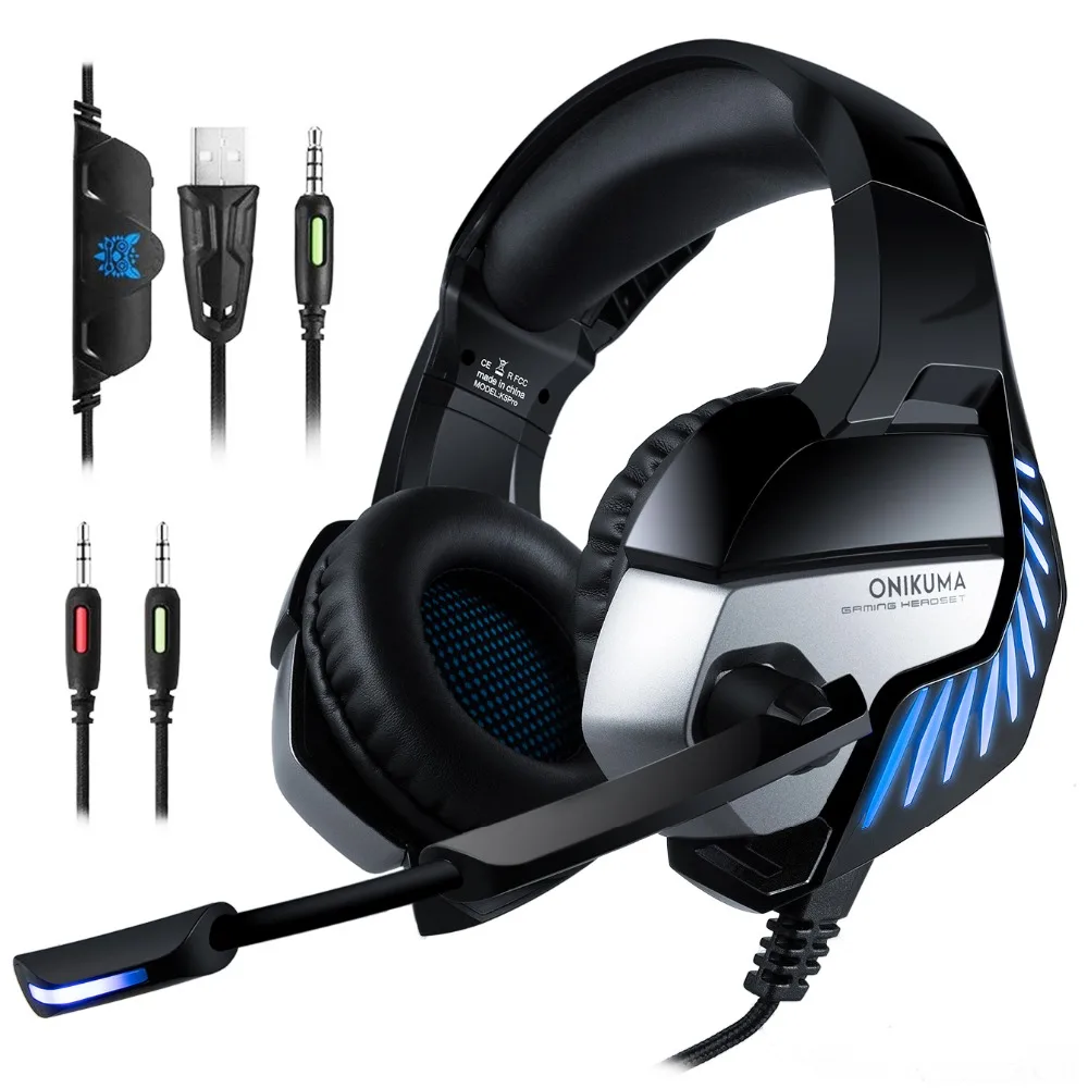 ONIKUMA K5 Pro Casque PS4 Игровые наушники PC Gamer стерео гарнитура с микрофоном+ профессиональная проводная USB игровая мышь