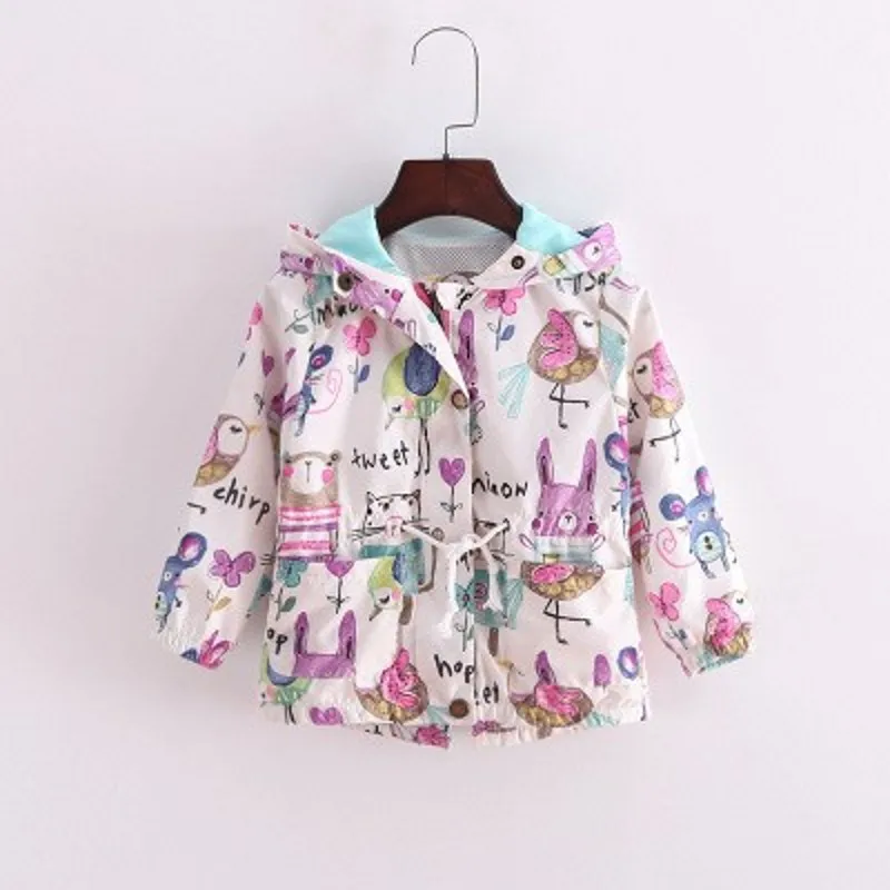 

2019 New Spring Baby Girls Clothes Cartoon Hoodied Jacket 1-6 Yeas Zip Coat New Fashion Spring Soft Jacket Kids Girl outwear