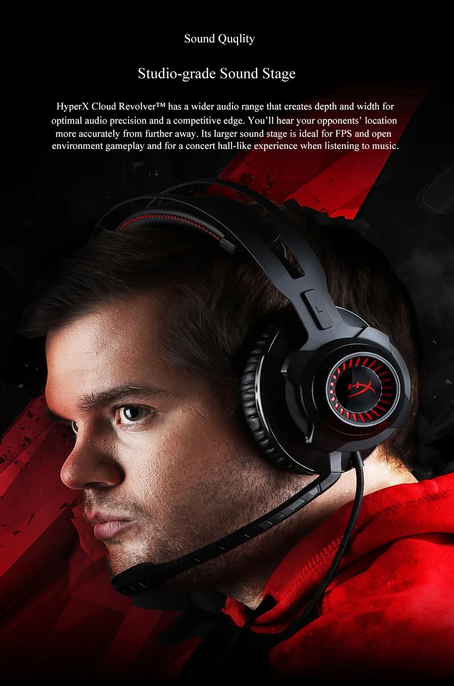 Игровая Проводная гарнитура kingston HyperX Cloud Revolver S со съемным микрофоном, игровая музыка, MP3 DJ PS4, наушники 3,5 мм для ПК