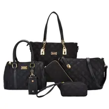 6 шт./партия, элегантная композитная сумка, женская сумка, нейлоновая сумка через плечо, женские сумки, набор с кошельком, клатч, кошелек