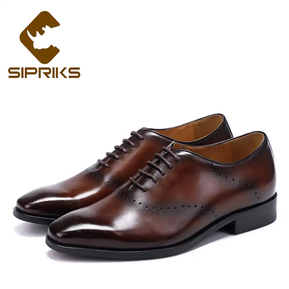 Sipriks Patina Leather Dark Brown Oxfords For Men Vintage Designer